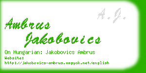 ambrus jakobovics business card